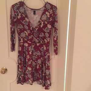 Forever 21 Burgundy Floral Dress